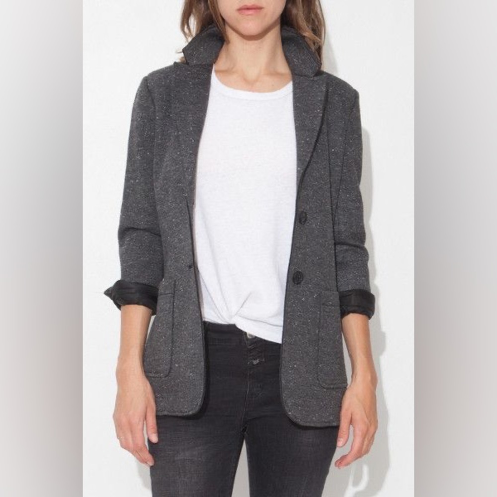 NEW ATM Bonded Knit Sport Blazer in Charcoal Grey Work Business Casual